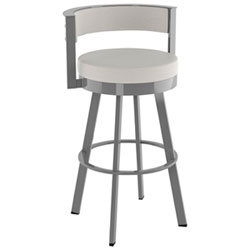 Browser Contemporary Bar Height Barstool - Light Grey/Metallic Grey