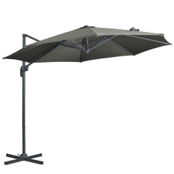 OUTSUNNY ⌀ 9.6' Patio Hanging Offset Umbrella Aluminum Outdoor Cantilever Crank Market Parasol Garden Sun Canopy Shelter, 360° Rotation, Cross Base
