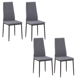 HOMCOM Modern Dining Chairs Set Of 4, Upholstered Linen Fabric Kitchen Chairs \w Channel Tufting And Metal Legs for Living Room, Dining Room, Bedroom