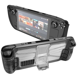 HLD Kickstand Protective Case for Steam Deck PC+Tpu Cover Protector Case \w Stand Base Tempered Glass Screen Protector Accessories, Shock-Absorption
