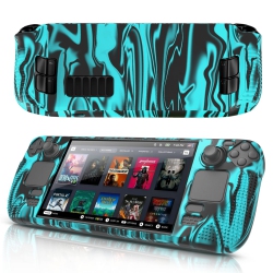 HLD Stripe Steam Deck Protective Case Silicone Soft Shell Shockproof Cover Full Protection Non-Slip Scratch Resistant Skin - And Black In Blue
