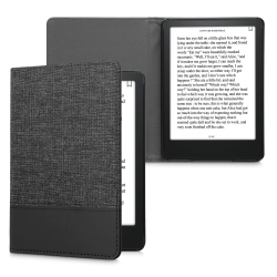 HLD Case Compatible With Amazon Kindle Paperwhite 11. Generation 2022 - Pu Leather And Canvas E-Reader Cover - Anthracite / In Black