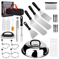 HLD 24PCs Professional Bbq Griddle Tool Kit for Flat Top Grill Blackstone And Camp Chef - Stainless Steel Griddle Spatulas Accessories Kit \w Griddle