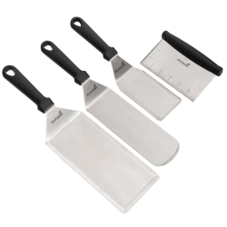 HLD Stainless Steel Metal Spatula Set - Griddle Scraper Flat Spatula Pancake Flipper Hamburger Turner - Metal Utensil Great for Bbq Grill Flat Top