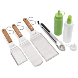 HLD Metal Spatula Set Of 6 - Griddle Accessories Kit - Grill Flat Spatula Pancake Flipper Hamburger Turner - Metal Utensil Great for Bbq Grill Flat