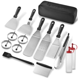 HLD Griddle Accessories Kit-Stainless Steel Griddle Tools Set Including Grill Hibachi Flat Spatula/griddle Scraper/flipper Hamburger Turner-Griddle