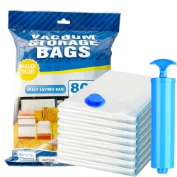 HLD Vacuum Storage Bags \w Hand Pump, 8 Jumbo Reusable Compression Space Saver Bags, Vaccumed Sealer Clothes Bags for Clothes, Comforters, Blankets &