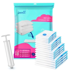 HLD Vacuum Storage Bags for Clothes 16 Pack (4 Jumbo, 4 Large, 4 Medium, 4 Small), Vacuum Sealer Bags Clothing, Space Saver Vacuum Storage Bags For