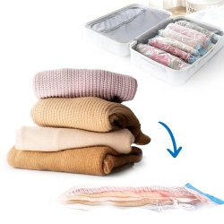 HLD Travel Space Saver Bags (Medium to Large). Pack Of 8 Bags. Roll-Up Compression Storage (No Vacuum Needed) & Packing Organizers. Perfect For