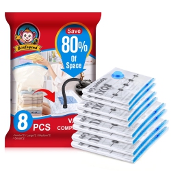 HLD Premium Vacuum Storage Bags Thicker Type 8 Pack (2 Jumbo, 2 Large, 2 Medium, 2 Smaller) 80% More Space Saver Bags for Clothes, Blankets, Pillows