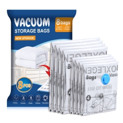 HLD Vacuum Storage Bags 8 Pack(4Jumbo, 4Large), Premium Space Saver Bags for Clothes Duvets Blankets Pillows Comforters, Travel Storage. (8Pack)