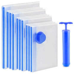 HLD Vacuum Storage Bags, 10 Pack Reusable Space Bags \w Free Hand Pump, Vaccumed Sealer Clothes Bags to Save 80% More Space for Pillows Clothes