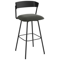 Ludwig Contemporary Faux Leather Bar Height Barstool - Greige/Black
