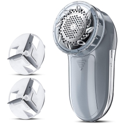 BATTPIT Fabric Lint Shaver Fuzz Remover (Ac Adapter And 2 Aa Batteries), 3 Adjustable Shave Heights for Wool Sweaters And Delicate Fabric \w 1.8M USB