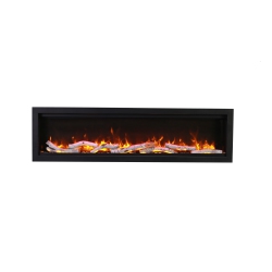 AMANTII Symmetry Smart 74" Electric Fireplace Comes With Birch 10 PC Logs, Decorative Glass Media, Surround, And A Remote