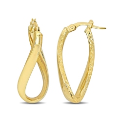 GEM AND HARMONY 14K Gold Twist Texture Hoop Earrings In Yellow