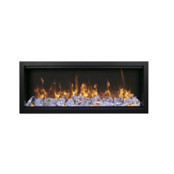 AMANTII Symmetry 74" Xt Smart Electric Fireplace Comes With Your Choice Of Driftwood, Birch, Or Rustic Log Media Kits Or Ice Media Kits