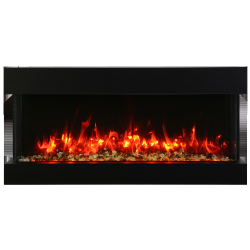 REMII Bay Slim 40" Electric Fireplace Comes Standard With Clear Decorative Media And An Ice Media Set, As Well As A Steel Surround And A Remote
