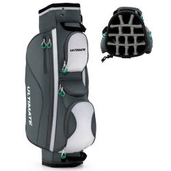 GYMAX 14 Dividers Golf Cart Bag W/ 7 Zippered Pocket Cooler Bag Rain Hood Valuable Bag