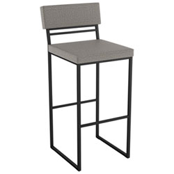 Everly Contemporary Bar Height Barstool - Silver Grey/Black