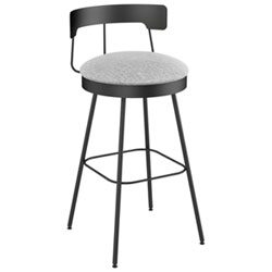 Tabouret De Bar Contemporain À Hauteur De Bar Monza - Gris Tissé/noir