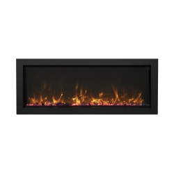 AMANTII Panorama 50" Bi Slim Smart Electric Fireplace Comes Standard \w Clear Decorative Media And An Ice Media Set, As Well As A Steel Surround And