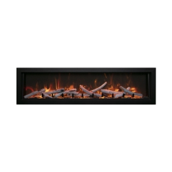 AMANTII Panorama 88" Bi Deep Smart Electric Fireplace Comes With An Ice Media Set, An 11-Piece Log Set, As Well As A Steel Surround, And A Remote