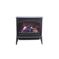 AMANTII Cast Iron 50 Freestanding Electric Fireplace Comes Standard \w A 10 Piece Birch-Like Log Set, 2 Colors Of Fire Glass, Two Bags Of Vermiculite