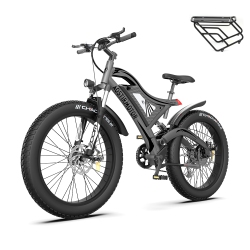 AOSTIRMOTOR S18 Electric Bike, 750W 48V 44Km/h 26In Fat Tire Adult Ebike With Removable Battery And Full Suspension