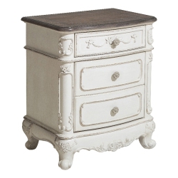LEXICON Traditional Wood And Mdf Board Night Stand In Antique White/gray