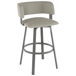 Stinson Contemporary Bar Height Barstool - Beige Grey Boucle/Metallic Grey