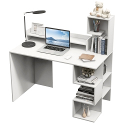 GYMAX 48" Modern Computer Desk Home Office Workstation W/ Hutch & Storage Shelves