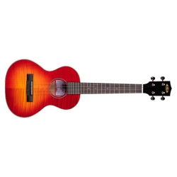 KALA Gloss Flame Maple Tenor Ukulele - Cherry Burst