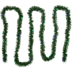 NORTHLIGHT 18' X 3" Pre-Lit Pine Artificial Christmas Garland, Multicolor Led Lights