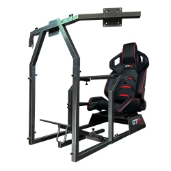 GTR SIMULATOR Gta-F Model (Black) Racing Simulator Cockpit Triple Or Single Monitor Stand With Adjustable Leatherette Pista Seat In Black/red