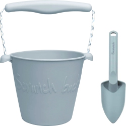 SCRUNCH Foldable Silicone Bucket And Spade Set - Duck Egg In Blue
