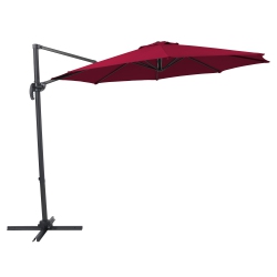 CORLIVING Wine Offset Tilting Patio Umbrella In Red