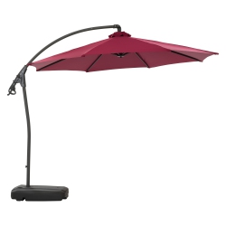 CORLIVING 9.5 Ft Cantilever Patio Umbrella In Wine In Red