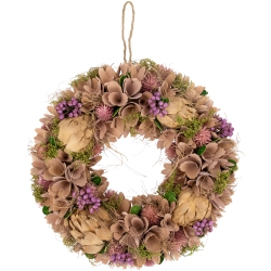 NORTHLIGHT 12" Purple And Wooden Floral Spring Wreath With Preserved Artichoke In Beige