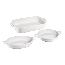 STAUB Ceramique Mixed Baking Dish Set 3 Piece In White