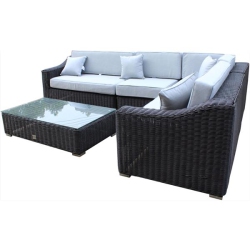 WD PATIO Tropicana Sectional Patio Set- Wicker - Brown/gray