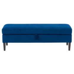 CORLIVING Lad-357-O Perry Velvet Storage Ottoman In Blue