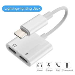 SUPERSHIELD 2 In 1 Dual Lightning Adapter & Splitter, Replacement Iphone Dongle Converter Cable Headphone Music+Charge+Call+Volume Control Compatible