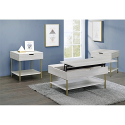 STEVE SILVER COMPANY Whitman Wood And Brass 3-Piece Occasional Set In White