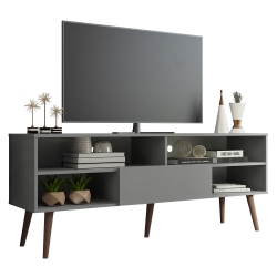 MADESA Modern Tv Stand \w 1 Door And 4 Shelves \w Cable Management for 55, 65 Inch Media Storage Entertainment Center Wooden Television Cabinet -