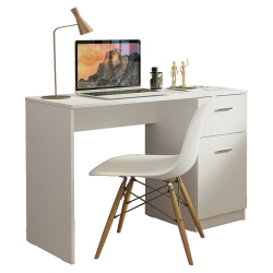 MADESA Compact Computer Desk Study Table for Small Spaces Home Office 43 Inch Student Laptop PC Writing Desks With Storage And Drawer - In White