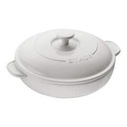 STAUB Ceramique Ceramic Round Brie Cheese Baker With Lid, Pure-White
