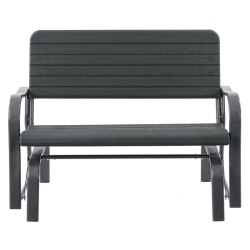 CORLIVING CANADA Corliving Lake Front Dark Patio Metal Frame Gliding Bench In Green