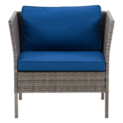 CORLIVING CANADA Corliving Patio Armchair - Blended Grey With Cushions In Blue