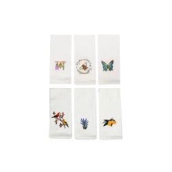 MAISON CONCEPTS Embroidered Waffle Kitchen Towel Asstd - Set Of 6 In White